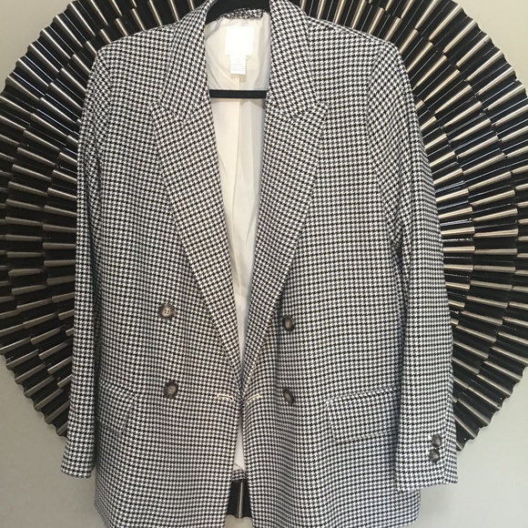 H&M Double Breasted Houndstooth Blazer NWOT - Picture 1 of 8